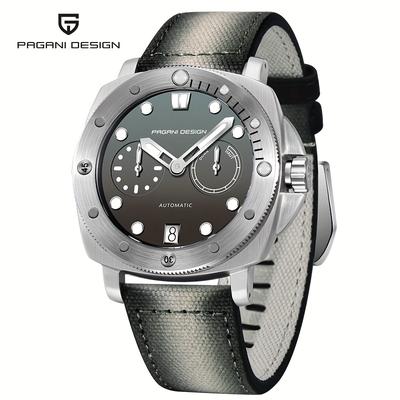 TEMU Design Men' Mechanical Watch | Stainless | Luminous Hands & Markers | Nylon/canvas Strap | Sporty Design With Date Display | Ideal For Casual Wear, Date Display Watch | Sleek | Quality Image