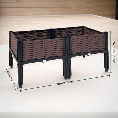 TEMU Square Raised Garden Bed, Self-watering Plastic Planter For Indoor Outdoor Vegetables, Fruits, Potatoes, Flowers, All Weather, With Removable Drainage System, For Garden, Law Image