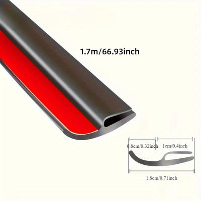 TEMU 1.7m Vehicle Rubber Seal Strips Sticker Window Edge Car Windshield Roof Rubber Sealing Strip Noise Insulation Accessories Image