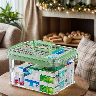 TEMU Clear Multi-compartment Storage Organizer With Handle – Space-saving Design For Home, Outdoor Use, And Toy Organization – Pp Material, Transparent Visual Design For Easy Viewing, Storage Box Image