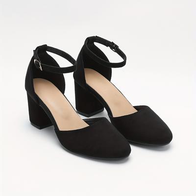 TEMU Women's New Thick Heel Round Head Hollow Shallow Mouth High Heels For Summer Image