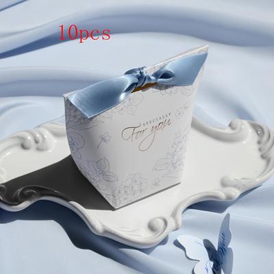 TEMU 10pcs Elegant Floral 'for You' Candy Boxes With Satin Ribbons For Wedding Favors, Bridal Shower Treats, Birthday Gifts & Home Celebrations, Paper Gift Packaging Image