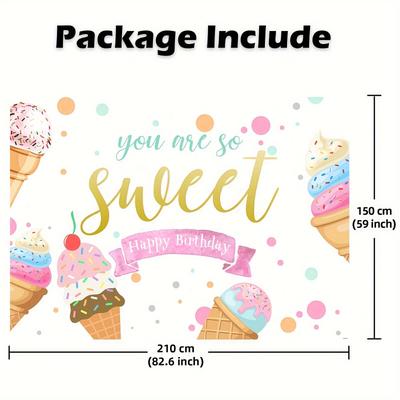 TEMU Sweet Cream 7x5ft Birthday Backdrop - 'you Are ' Theme, Girls' Parties & Celebrations, Vinyl Fabric Decor Image