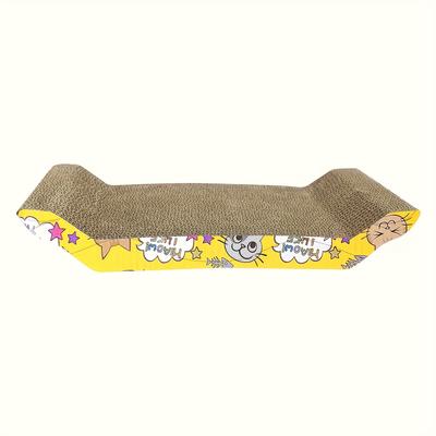 TEMU 3-in-1 Cat Scratching Board With Toy - Durable Corrugated Paper, Interactive For Cats, Includes 3-in-1 Claw Sharpener, Plush Bed & Design, Cat Scratching Post Image