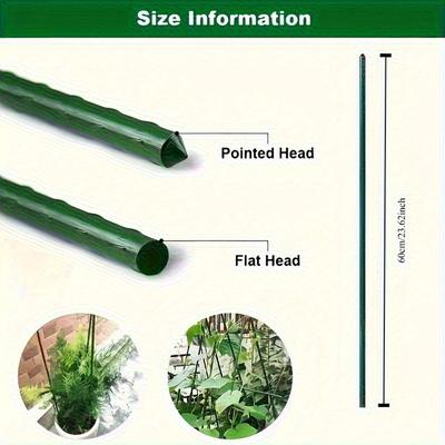 TEMU 10pcs Durable Plant Support For Tomatoes, Grapes, & , Green Plastic/metal Stakes, Ideal For Greenhouse & Outdoor Gardening Image