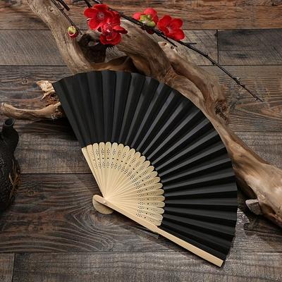 TEMU 1pc Portable Bamboo Hand Fan With Foldable Design, Hollow Wooden Construction, Ideal For Diy Summer Accessories And Crafts, Foldable Fan|elegant Bamboo Fan|durable Wooden Fa Image