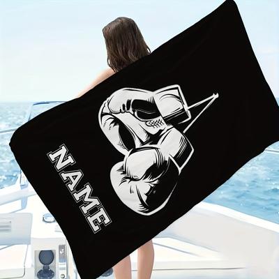 TEMU 1pc Customizable Boxing Glove Beach Towel - Ultra Soft Microfiber, Quick-dry & Sand-free, For Travel, Pool, Yoga, Outdoor & Camping, Fitness Essential, Gift For , Beach Image