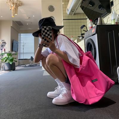 TEMU Stylish Magenta Pink Large Capacity Women’s Tote Bag - Spacious Shoulder Crossbody With Front Pocket, Machine Washable, Urban For Everyday Use, Casual Crossbody Bag | | Synthetic Material Image