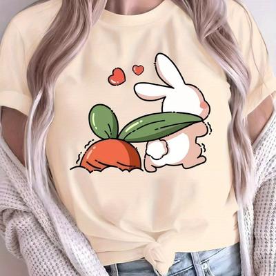 TEMU Women's Loose Large Size T-shirt, Spring And Summer Round Neck Casual Short Sleeve, Comfortable Breathable Fabric, Casual Style Image