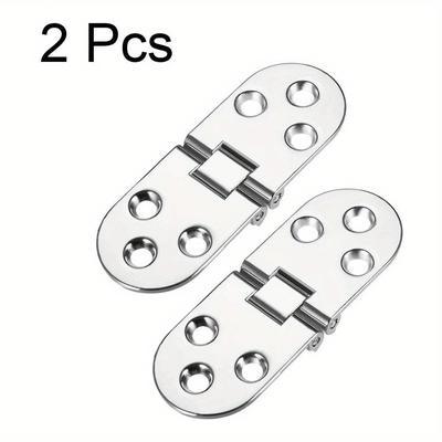 TEMU 2pcs Polished Stainless Steel Flat Hinges With Screws, Silvery, For Cabinets, Windows & Wooden Boxes, & Easy-to-install, Modern Home , Sleek Box Hinges Image