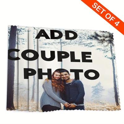 TEMU Customizable Photo Mat - Personalized Table Pad With Image/text/, Washable, Heat Resistant, Non-slip, Polyester , Ideal For Christmas, Easter, Thanksgiving, New Year, Holiday Decor Image