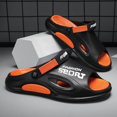 TEMU Men's New Summer Fashionable Outdoor Sports Slippers Thick Sole Beach Sandals Soft Bottom Versatile And Comfortable Outdoor Slides Image