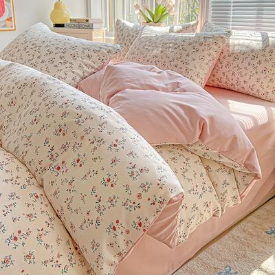 TEMU 3pcs Polyester Small Fresh Small Floral Three-piece Set 1 Quilt Cover + 2 Pillowcases Fabric Square Weight 100g Image