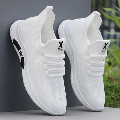 TEMU Breathable Slip On Woven Sneakers, Men's Comfy Soft Sole Running Shoes, For All Workout Image