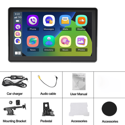 TEMU [carplay Multimedia Player] 7'' Screen Car Stereo Radio With Carpaly/ For Auto/ / Wireless/ Voice Control/ Aux/ Fm/ Support 64 Gb Tf Card/ Rear Camera (optional) Suitable For All Models Image
