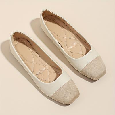 TEMU 2025 New French -toed Gentle Flat Shoes, Simple And Versatile, Spliced Design In Larger Sizes. Image