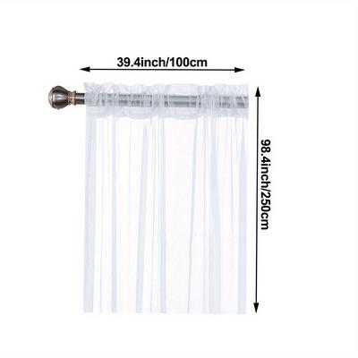 TEMU Classic Pastoral Style Blackout Sheer Curtains - Lightweight Polyester Tulle With Rod Pocket For Bedroom, Wipe Clean, Eyelet Included, 60gsm - Shading Drapes For Living Room And Kitchen Image
