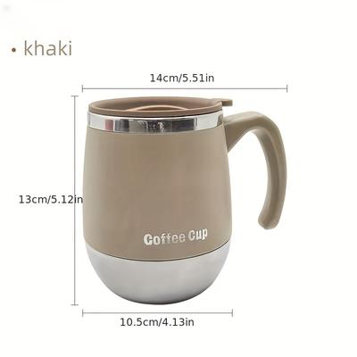 TEMU 1pc Stylish Stainless Mug With Rotating Lid & Handle - Insulated, Anti-scald In Light Blue With Matte For Office, Home & Outdoor Use, Home Beverage Cup|rotating Lid Mug|matte Cup Image