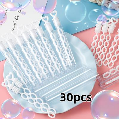 TEMU 15/30pcs Heart Bubble Wand (empty Tube No Liquid) Mini Bubble Wand Suitable For Weddings, Parties, And Festivals Image