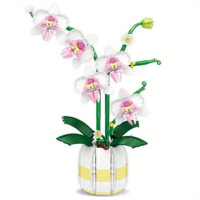 TEMU 616pcs Orchid Bonsai Building Set, Botanical Collection, Diy Decoration Living Room Bedroom Office Romantic Occasions, Day Image