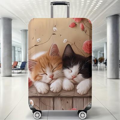 TEMU 2 Sleeping Kittens Pattern Suitcase Protective Cover, High Quality Suitcase Protective Cover, Practical And Lightweight Dust Cover, Essential Dustproof Travel Accessories For Men And Image