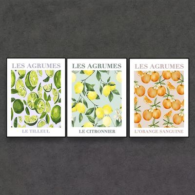 TEMU Set Of 3 French Fruit Art Prints Poster, Fruit Wall Art, Print, Kitchen Wall Art, Lemons Art, , Home Decor, Unframed Image