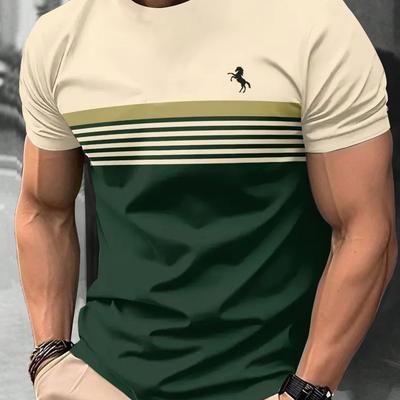 TEMU Print T-shirt Symbolizing , Featuring A Stylish Round-neck Design For Men, Made From Comfortable Stretchy Fabric Machine Washable, Making It A For Summer And An Ideal Gift For Men. Image