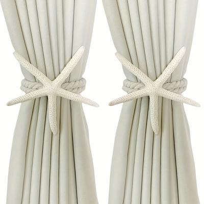 TEMU 1pc/2pcs Classic Resin Starfish Curtain Tie - Decorative Accessories For Bedrooms And Living Rooms, To Home Decoration, Living Room Curtains Image