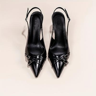 TEMU Women's Fashion Pointed Toe High Heel Synthetic Pull On Slides Image