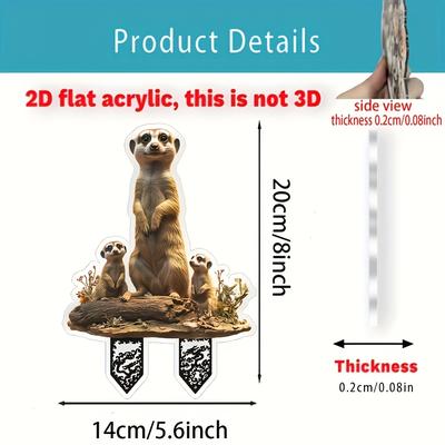 TEMU 2d Flat, 1pc, Cute Stake, Outdoor Garden Stake, Waterproof, Perfect For Yard And Lawn Decorations, Perfect For Planters And Balcony Decorations, Rustic Garden Decor, Sun Catcher, 2d Flat Image