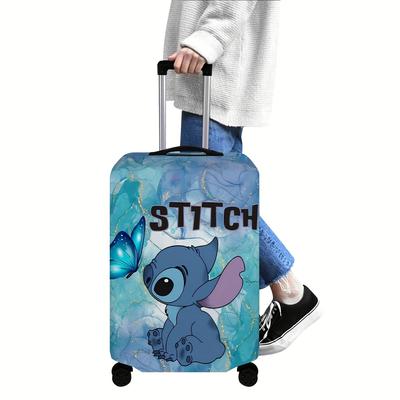 TEMU 1pc Stitch Suitcase Cover, Polyester, Mixed Color, Machine Washable, Dustproof, , Elastic, Cartoon Design, With , For Sizes Luggage Image