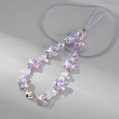 TEMU Girl Sweet Colorful Flowers Transparent Three-dimensional Mobile Phone Chain Ccd Lanyard Anti-lost Wristband Image