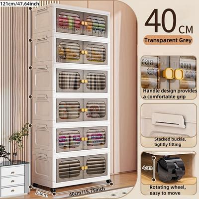 TEMU 1pc Foldable Household Storage Room Storage Container Kitchen Junk Snack Shelf Folding Storage Box, Under-bed Storage Image