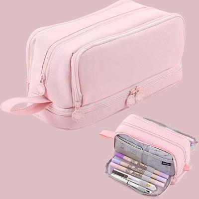 TEMU 1pc Oxford Cloth Large Capacity Pencil Case - Stationery Organizer For Art Supplies, Portable Storage For Adolescents, Students, And Adults Image