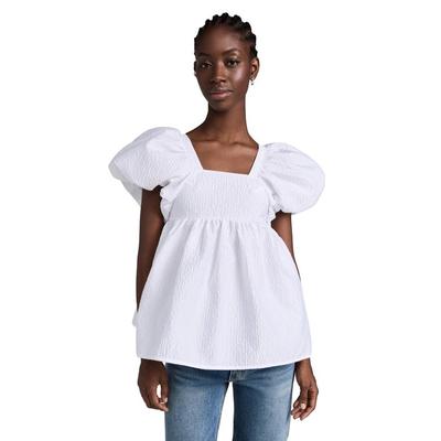 Alma Blouse Stria Matelasse - White - CECILIE BAHNSEN Tops