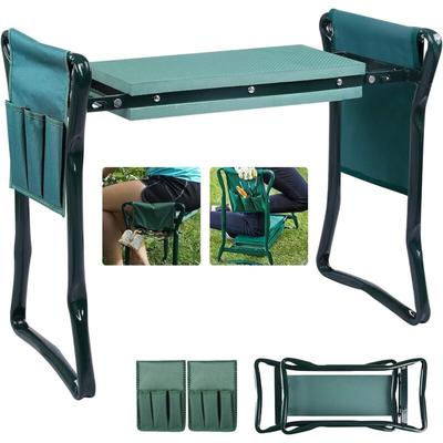 Klappbare Gartenhocker, Gartenkniebank, Gartensitz, Gartenbank mit 2 Werkzeugtaschen und verdickter Image