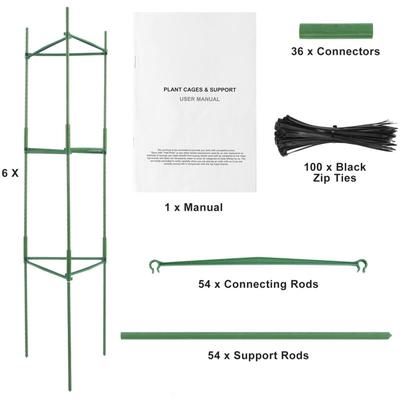 Mophorn - Tomatenkäfige, 121,9 cm, 6er-Pack, stapelbare Pflanzenstütze, Spalier für Gemüse, Blumen, Image
