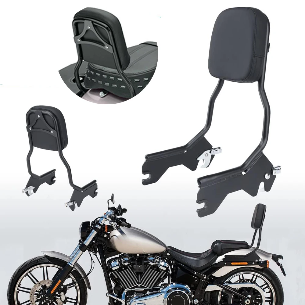 Motorrad Schwarz Standard Sissy Bar Aufrechte Rückenlehne Fit Für Harley Softail 2018-2022 Abnehmbare Kissen Rückenlehne Image