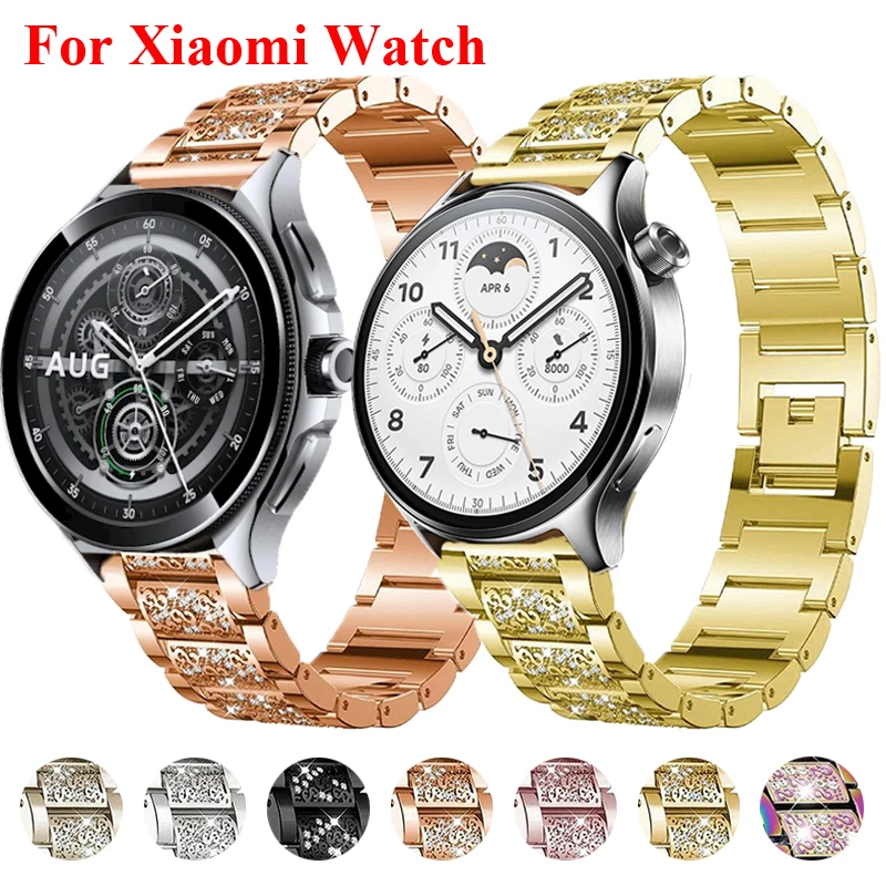 Frauen Diamant Strap Für Xiaomi Uhr S4 S3 S2 S1 Pro Aktive Metall Bling Band Edelstahl Armband Für Xiaomi Mi uhr Farbe 2 Image