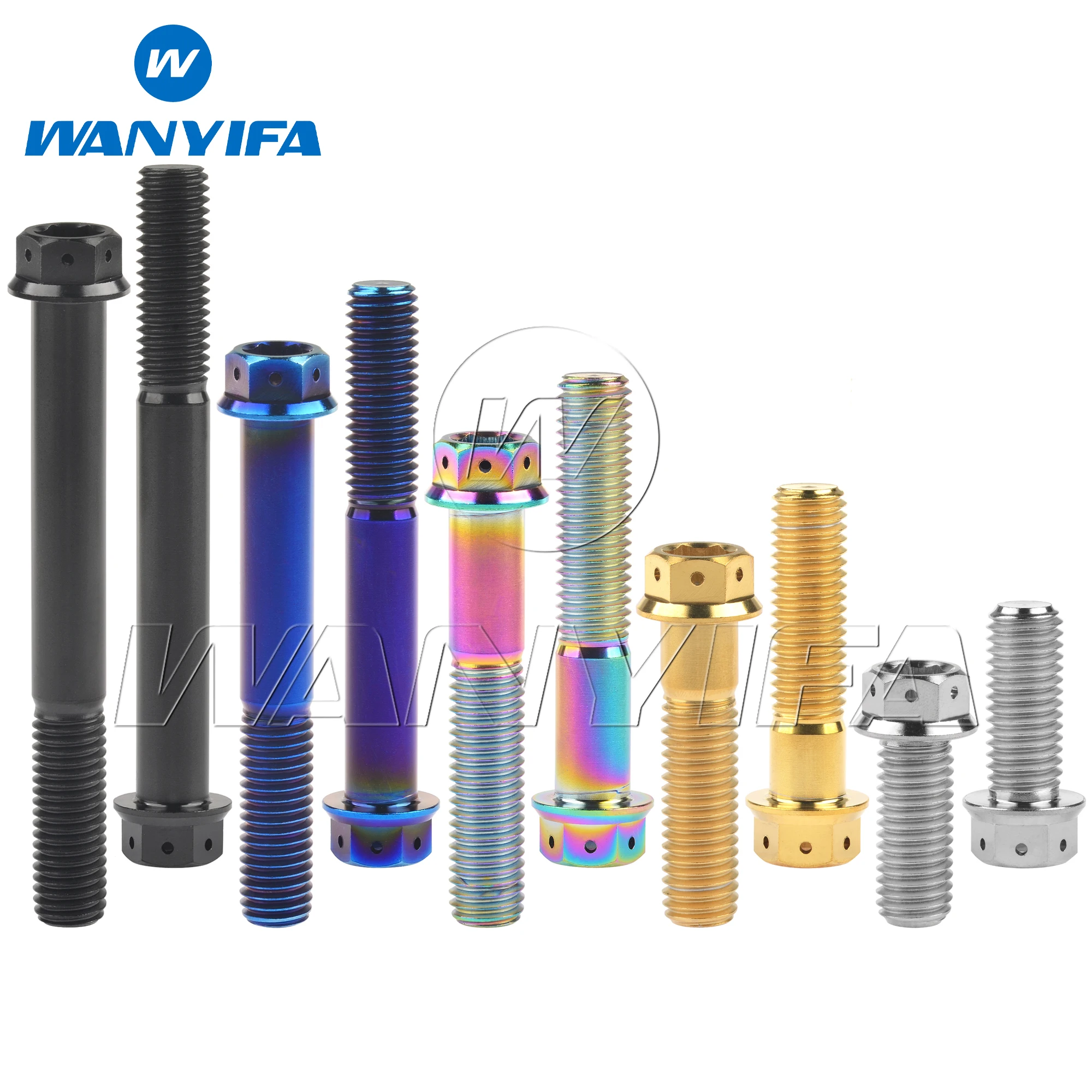 Wanyifa Titanschraube M10x20, 25 30 35 40 45 50 55 60 65 70 75 80 85 90 mm Flansch mit gebohrten Löchern, Sechskantschrauben, Teilung 1,25/1,5 Image