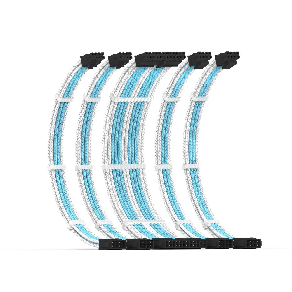 PC Power Modul Verlängerung Kabel Kit Nylon Geflochtenes Mesh 5 stücke Motherboard 24Pin Grafikkarte CPU 8P Netzteil Adapter kabel Image