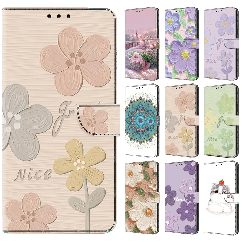 3D-gemalte Muster magnetische Flip Leder Brieftasche Fall für Oppo A11 A15 A16 A17 A18 A35 A38 A52 A54 A55 A58 A72 A74 A78 4G/5G Image