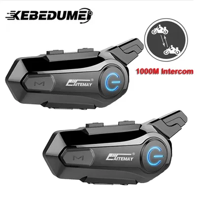 1/2Pcs Bluetooth Motorrad Helm Intercom Headset 1000M Für 2 Fahrer Intercomunicador Moto Drahtlose Sprech Freisprechen Anruf Image