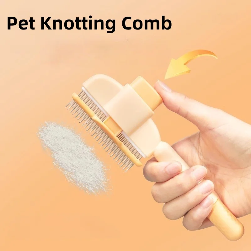 Katze Knoten Kamm One Click Pet Haarentferner Katze Selbstreinigende Kamm Haustier Hund Reinigung Werkzeuge Heimtierbedarf Pflege Fein gezahnt Image