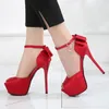 Weiche Seide Metall Schnalle Frauen Pumpen Sommer Rot Rosa Elegante Bowknot High Heels Braut Schuhe