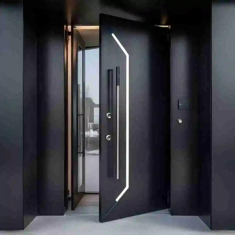 Geschnitzte moderne Eingangstür, sichere Eingangstüren, Außentür aus Aluminium für die Haustür zu Hause, individuelle Sicherheitstür, Notfalltor Image