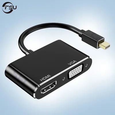 FSU Mini DP auf HDMI-kompatibler und VGA 2-in-1-Adapter – Plug-and-Play für PC, Laptop, Monitor | Image