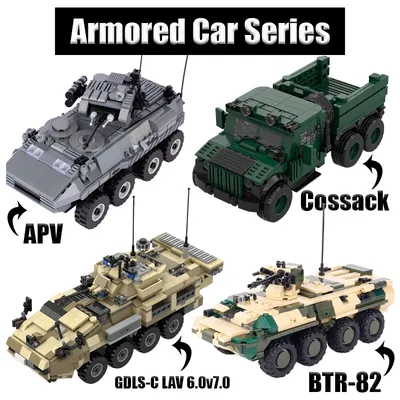 Militär Armee Soldat Fahrzeuge Bausteine BTR-82 APV Gepanzertes Auto LKW Artillerie Moderne Image