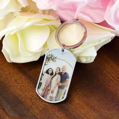 Amaxer DIY individueller Foto-Bild-Schlüsselanhänger, Geschenk für Damen und Herren, Edelstahl, Image
