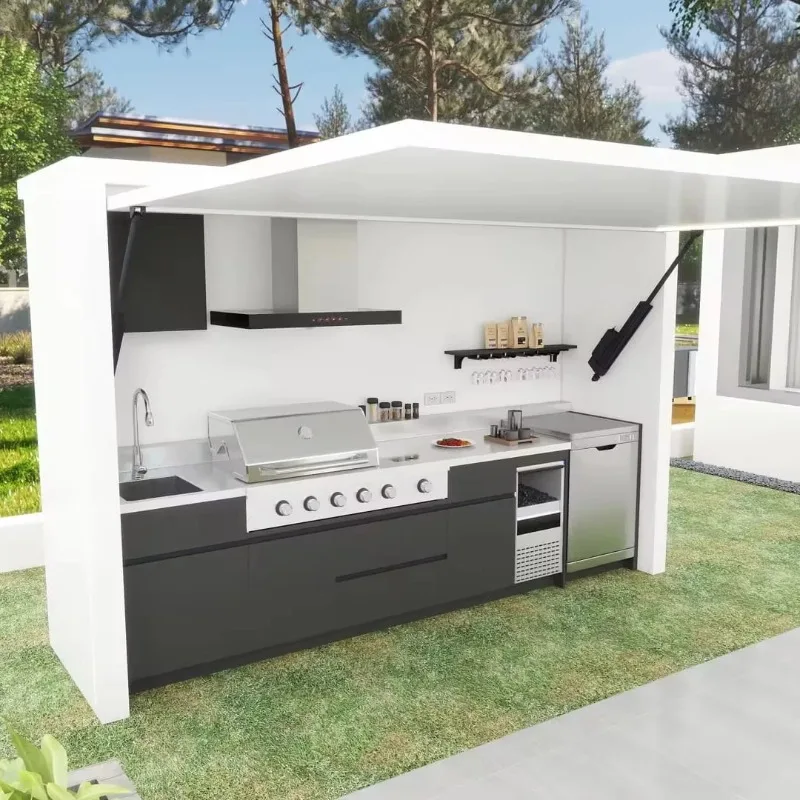 Neuer Großhandel maßgeschneiderter Gasgrill für die Küche im Freien, Küchenschränke und Grill mit Schuppen Image